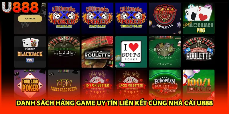 Danh sách hãng game uy tín liên kết cùng nhà cái U888